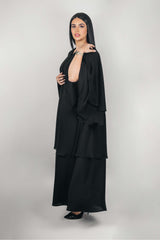 BLACK LAYERED POCKET SOALON ABAYA.