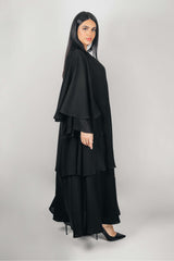 BLACK LAYERED POCKET SOALON ABAYA.