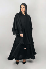 BLACK LAYERED POCKET SOALON ABAYA.