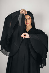 BLACK LAYERED POCKET SOALON ABAYA.