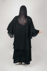 BLACK LAYERED POCKET SOALON ABAYA.