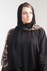 BLACK CHIFFON FLANNELED SWAROVSKI CRYSTALIZED SCARVE.