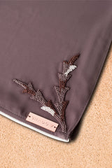 BEIGE HAND EMBROIDERED BELL SLEEVE ABAYA.