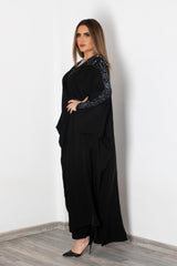 BLACK CRYSTAL SHIMMER OPEN ABAYA.