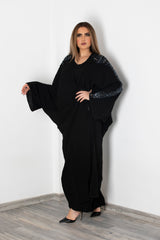 BLACK CRYSTAL SHIMMER OPEN ABAYA.