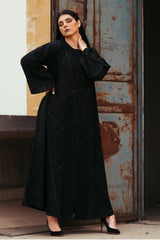 BLACK SOALON DOUBLE STITCHED CLOSED ABAYA