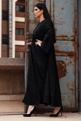 BLACK SOALON DOUBLE STITCHED CLOSED ABAYA