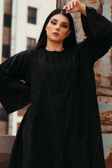 BLACK SOALON DOUBLE STITCHED CLOSED ABAYA