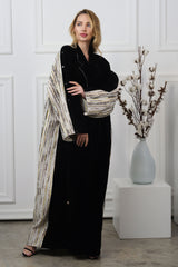BLACK CREAM VELVET BLAZER CUT OPEN ABAYA
