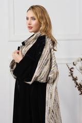 BLACK CREAM VELVET BLAZER CUT OPEN ABAYA