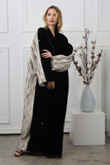 BLACK CREAM VELVET BLAZER CUT OPEN ABAYA