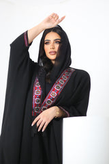 BLACK EMBRODERED SOALON OPEN ABAYA