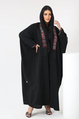 BLACK EMBRODERED SOALON OPEN ABAYA