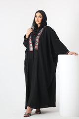 BLACK EMBRODERED SOALON OPEN ABAYA