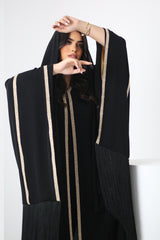 BLACK CREPE PLAIN OPEN ABAYA.