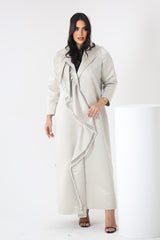 BEIGE SATIN OPEN ABAYA.