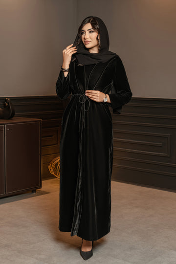Velvet Open Abaya Trandy