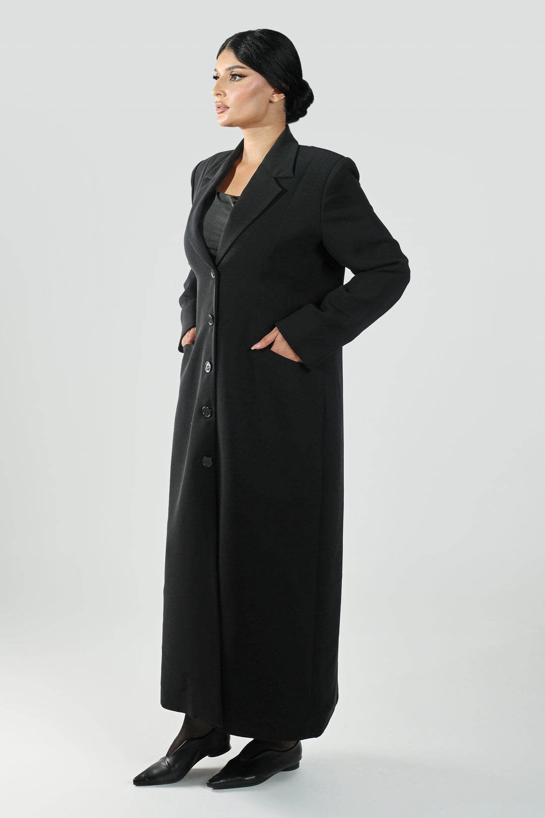 Rolex blazer abaya with pockets and buttons