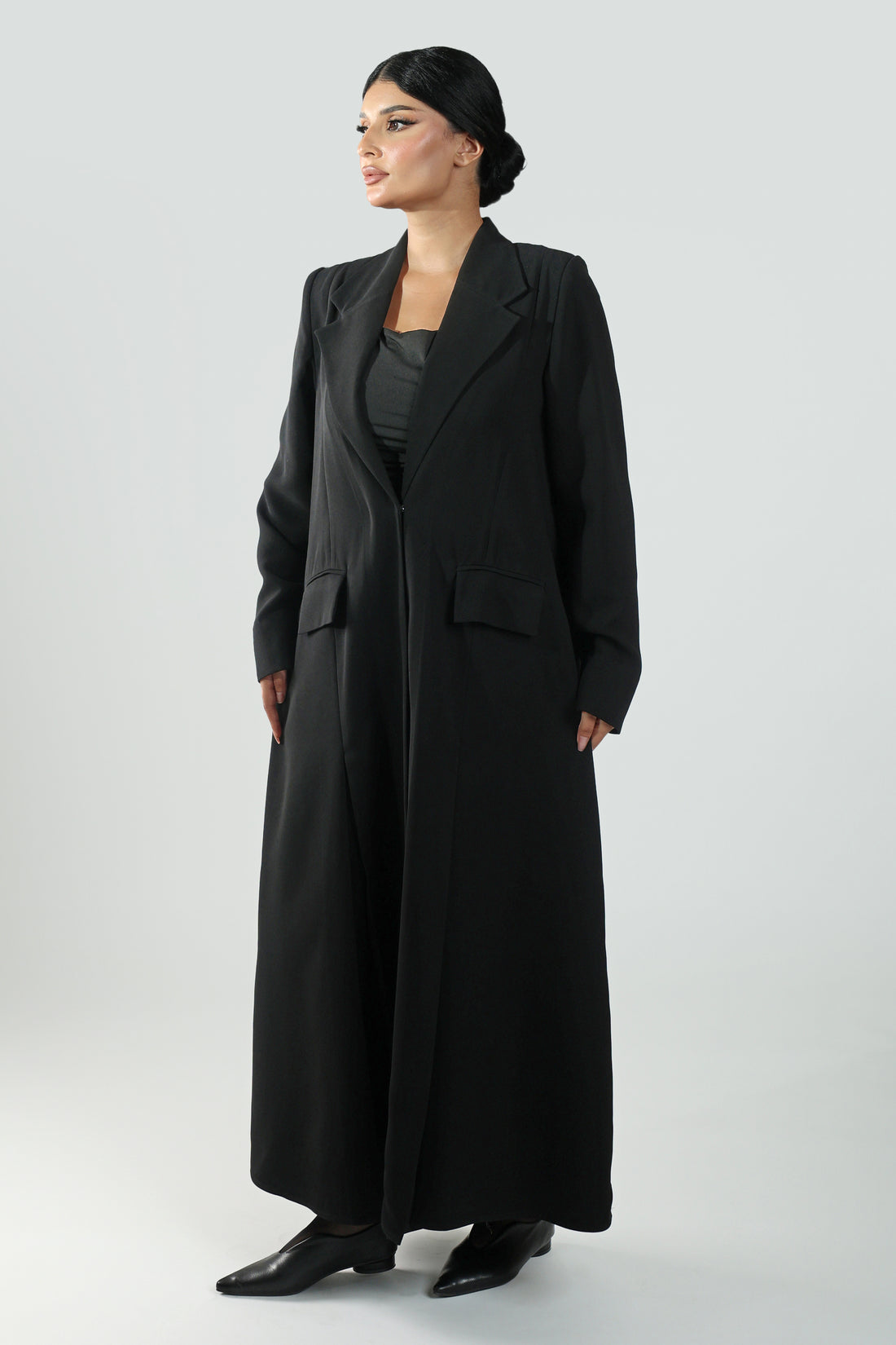 Abaya with Raw Cuba Black Blazer with Pockets and Breaks