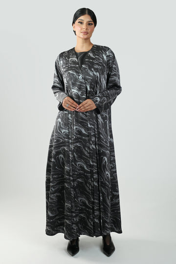  عباية كريب  اسود مشجر بكسرات 