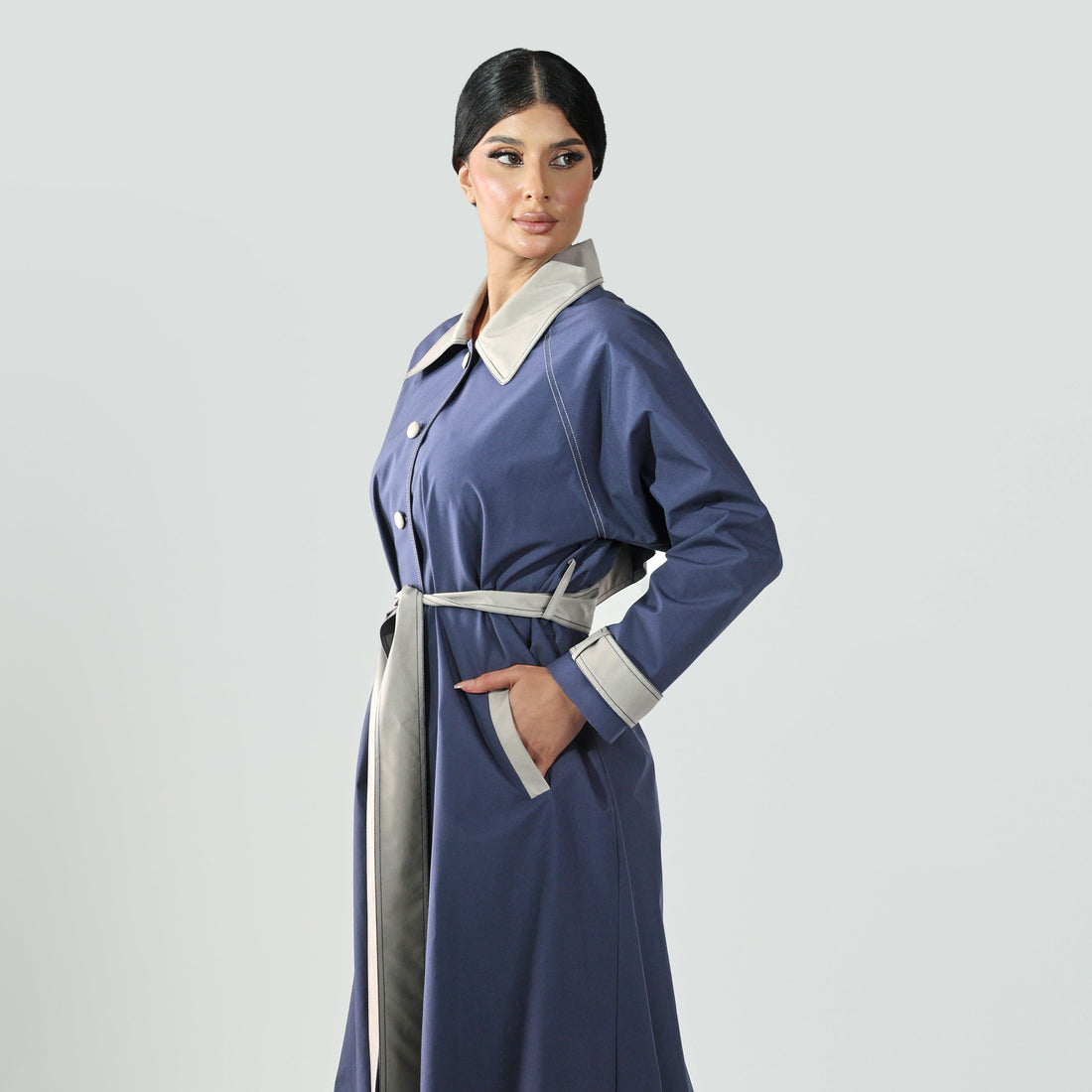 Trench Abaya Two-Sided Crepe