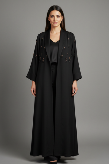 Hand Embriodery Soalon Open Abaya
