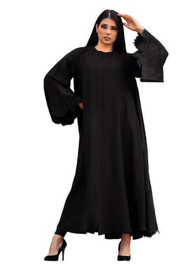 BLACK SOALON CHINESE DOUBLE CLOASH OPEN ABAYA
