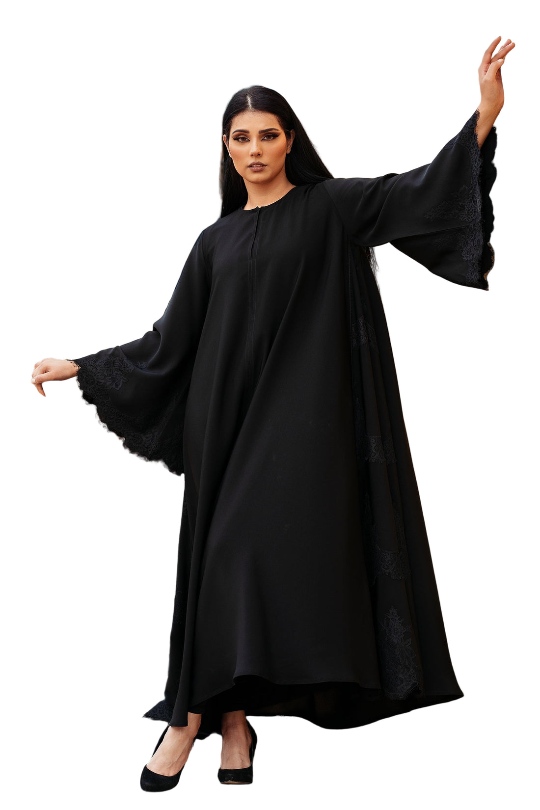 BLACK SOALON CHINESE DOUBLE CLOASH OPEN ABAYA
