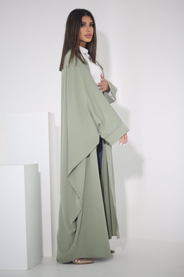 BLACK BUTTONED CHINESE COLLARED SOALON ABAYA