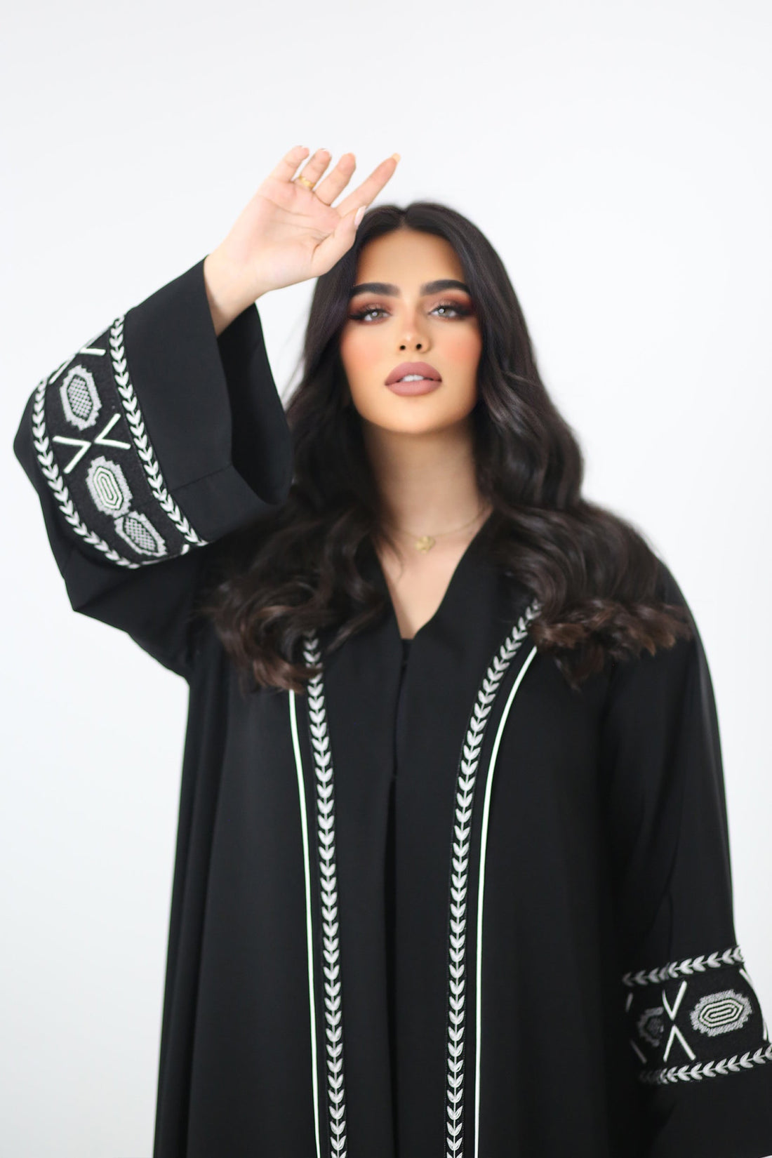 BLACK BUTTONED EMBROIDERED SOALAN ABAYA