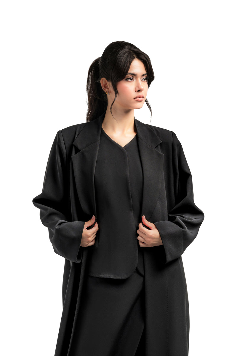 BLACK PLAIN  NESREEN  OPEN ABAYA