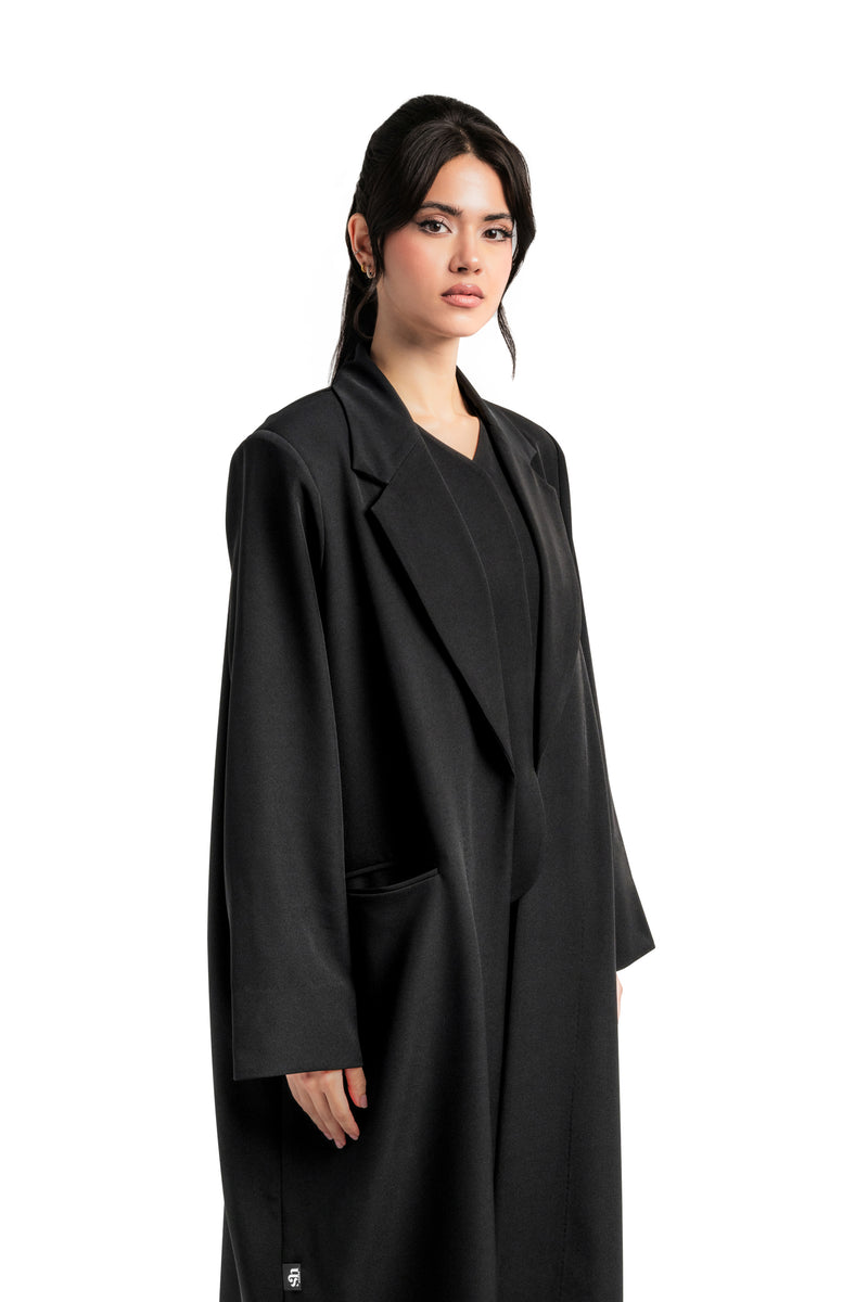 BLACK PLAIN  NESREEN  OPEN ABAYA