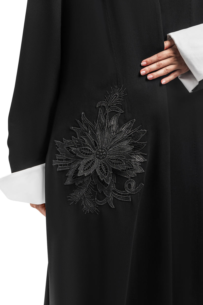 BLACK HAND  EMBROIDERED KAMELIA CLOSE ABAYA