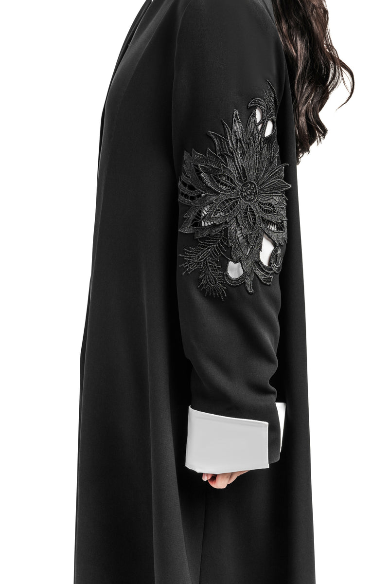 BLACK HAND  EMBROIDERED KAMELIA CLOSE ABAYA