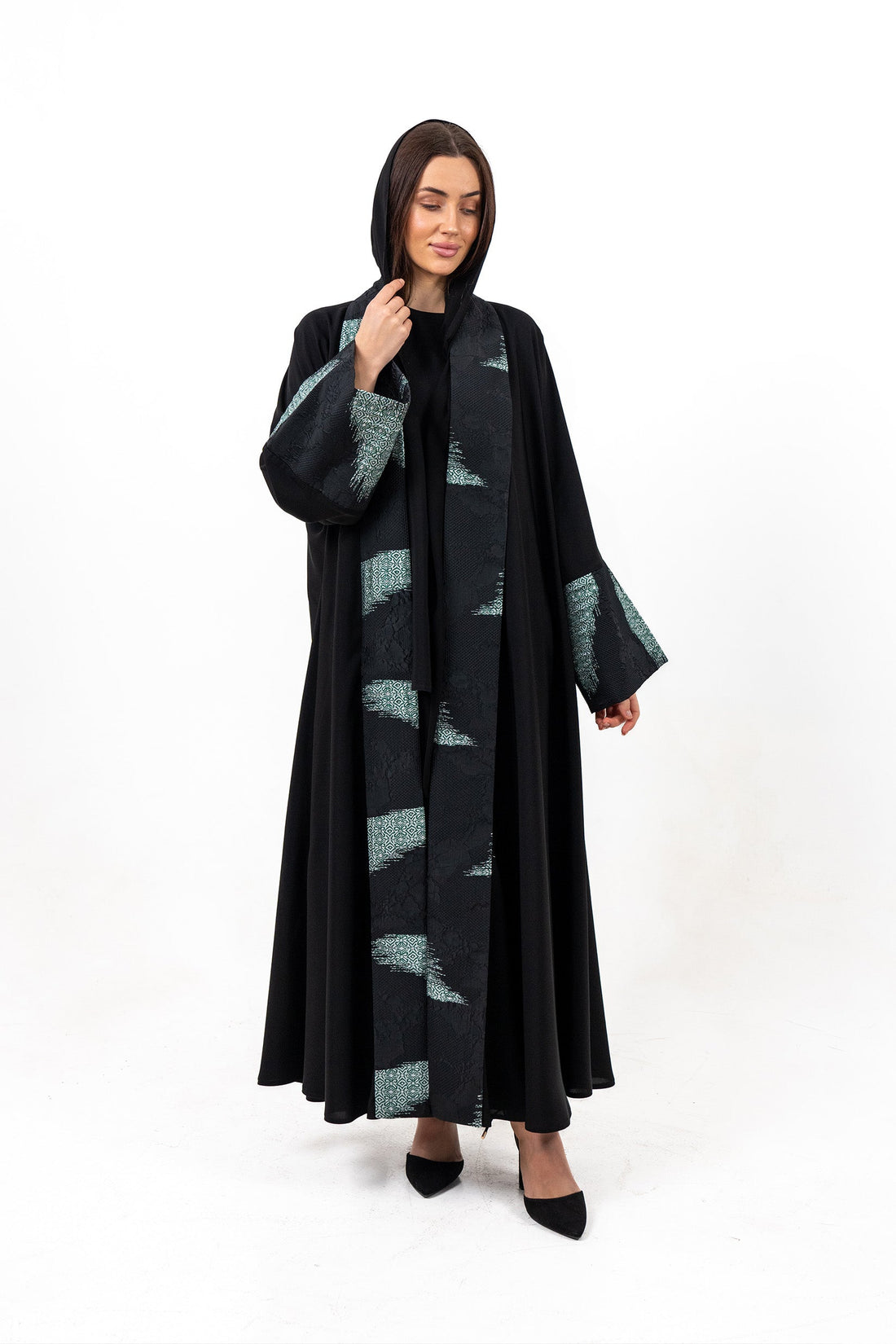 BLACK TRENDY SOALON OPEN  ABAYA