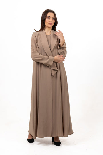 BROWN DOUBLE CLOCHE SOALON CLOSE  ABAYA