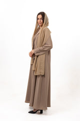 BROWN DOUBLE CLOCHE SOALON CLOSE  ABAYA