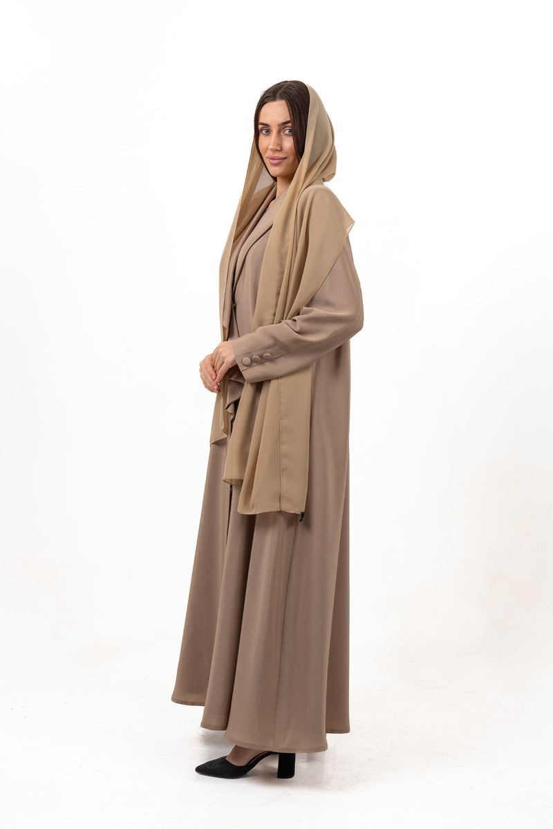 BROWN DOUBLE CLOCHE SOALON CLOSE  ABAYA