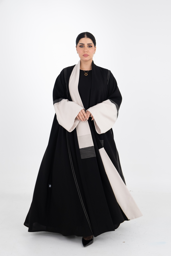 BLACK SOALON TRENDY OPEN CRYSTALIZED ABAYA