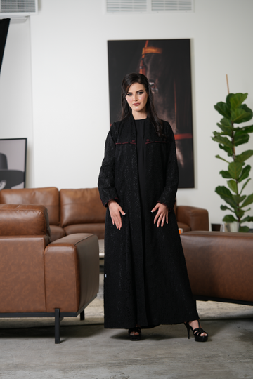 Trendy Open French Lace Abaya
