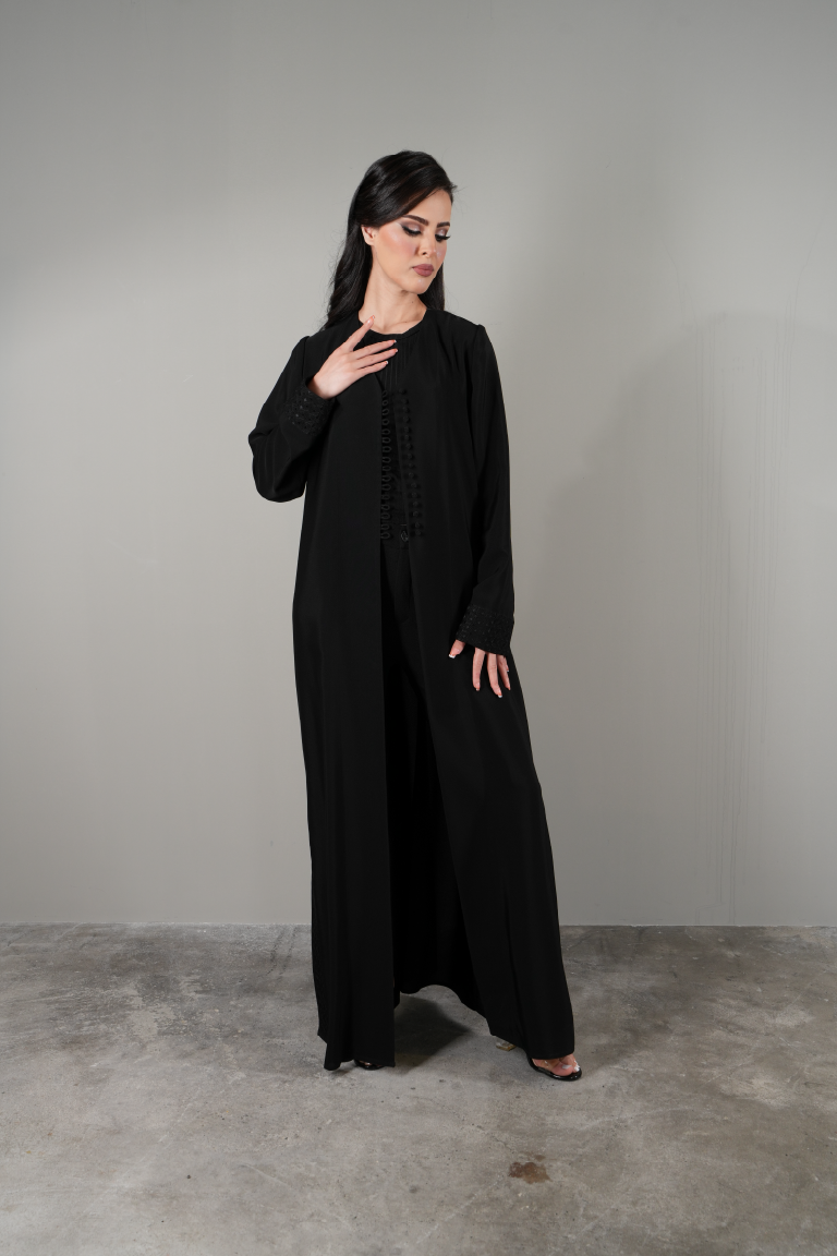 Salona Open Abaya With Embroidery