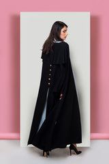 LIGHT TURQUOISE BUTTONED COLLAR CREPE ABAYA.
