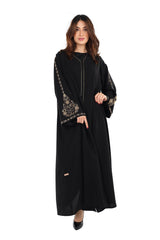 BLACK HAND EMBRODERED SLEEVES OPEN ABAYA