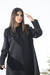 BLACK BLAZER SATIN FYE OPEN  ABAYA