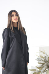 BLACK BLAZER SATIN FYE OPEN  ABAYA