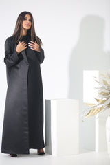 BLACK BLAZER SATIN FYE OPEN  ABAYA