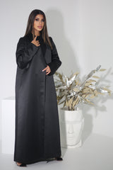 BLACK BLAZER SATIN FYE OPEN  ABAYA