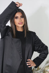 BLACK BLAZER SATIN FYE OPEN  ABAYA