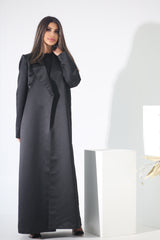 BLACK BLAZER SATIN FYE OPEN  ABAYA