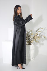 BLACK BLAZER SATIN FYE OPEN  ABAYA